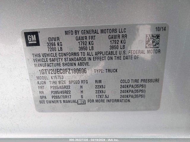 GMC Sierra 1500 Sle 2015 1GTV2UEC8FZ180696 Image 9