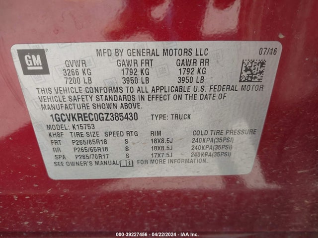 Chevrolet Silverado 1500 2lt 2016 1GCVKREC0GZ385430 Image 9