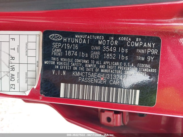 Hyundai ACCENT SE 2017 KMHCT5AE4HU313242 Image 9