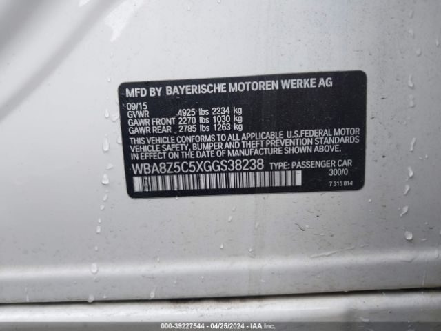 WBA8Z5C5XGGS38238 BMW 328i Gran Turismo Xdrive