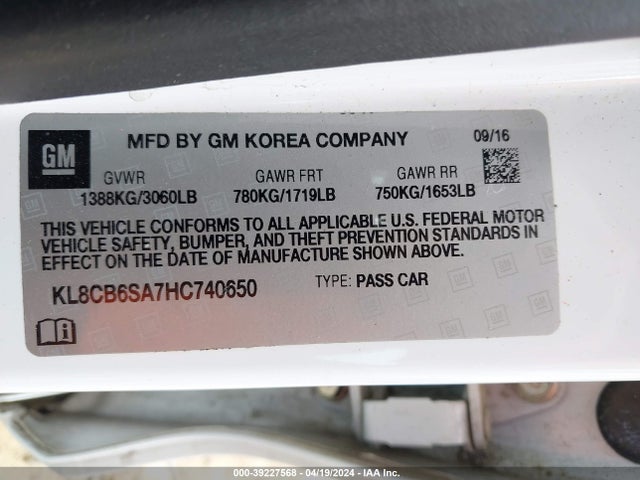 Chevrolet Spark Ls Cvt 2017 KL8CB6SA7HC740650 Image 9
