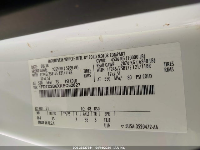 Ford F-250 Xl 2019 1FD7X2B6XKEC62827 Image 9