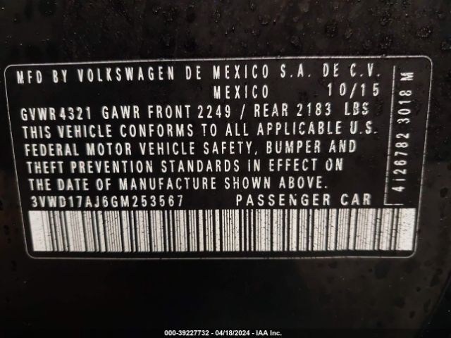 3VWD17AJ6GM253567 Volkswagen Jetta 1.8t Sport