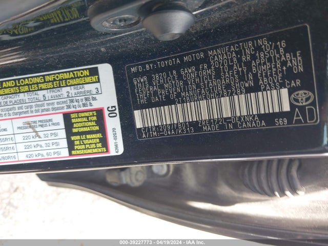Toyota COROLLA LE 2017 2T1BURHE0HC787289 Image 9