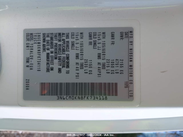 Nissan Nv200 S 2015 3N6CM0KN8FK734118 Image 9
