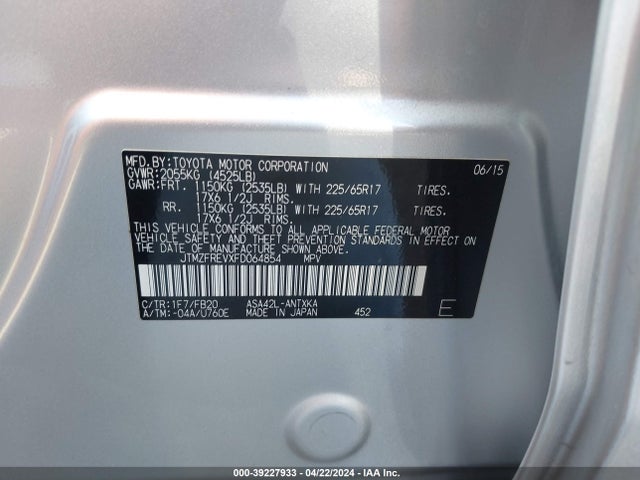 Toyota RAV4 LE 2015 JTMZFREVXFD064854 Image 9