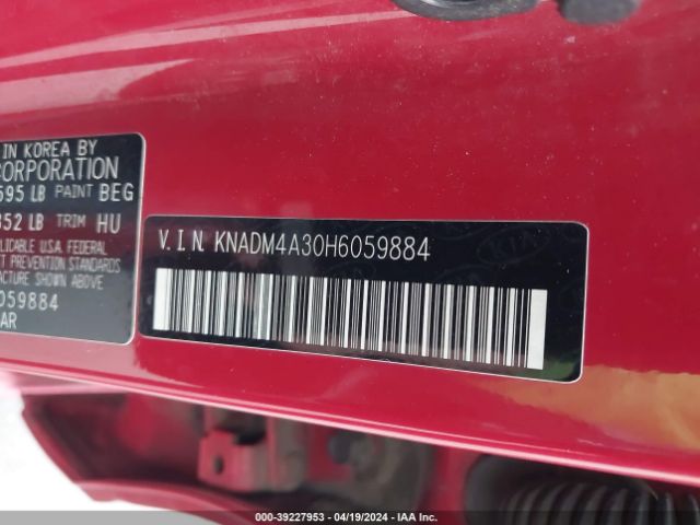KNADM4A30H6059884 KIA RIO LX