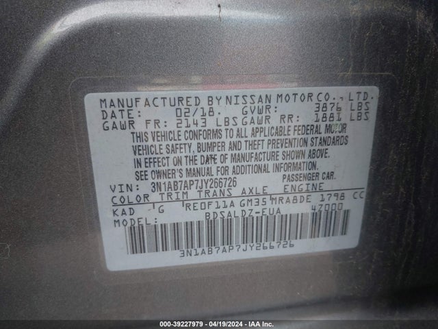 Nissan SENTRA SV 2018 3N1AB7AP7JY266726 Image 9