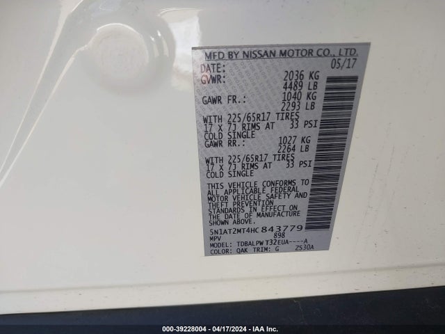 Nissan ROGUE S 2017 5N1AT2MT4HC843779 Image 9