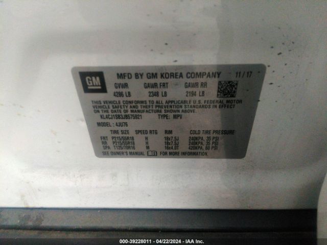 KL4CJ1SB3JB575921 Buick Encore Sport Touring