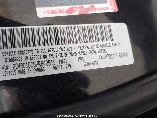 Chrysler Pacifica Touring 2017 2C4RC1DG5HR840515 Image 9