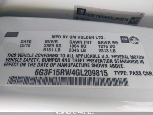 Chevrolet SS 2016 6G3F15RW4GL209815 Image 9