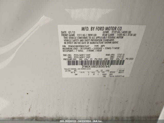 Ford FLEX SE 2014 2FMGK5B82EBD07647 Image 9