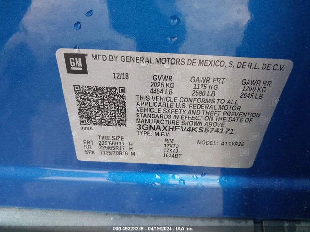 Chevrolet EQUINOX LS 2019 3GNAXHEV4KS574171 Image 9