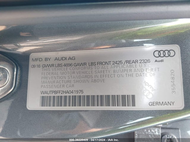 WAUTPBFF2HA041975 Audi A3 E-tron 1.4t Premium