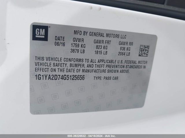 Chevrolet CORVETTE STINGRAY 2016 1G1YA2D74G5125656 Image 9