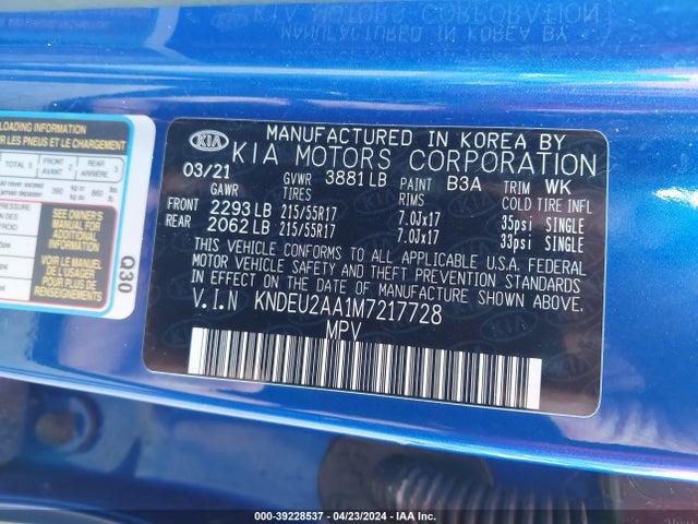 KIA SELTOS S 2021 KNDEU2AA1M7217728 Image 9