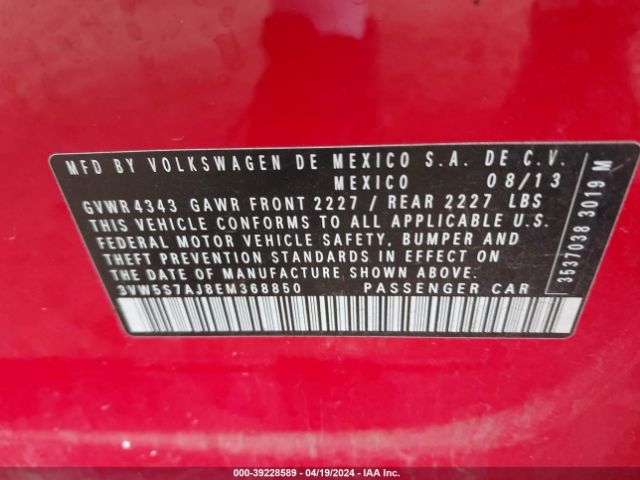 3VW5S7AJ8EM368850 Volkswagen Jetta Gli Autobahn W/nav