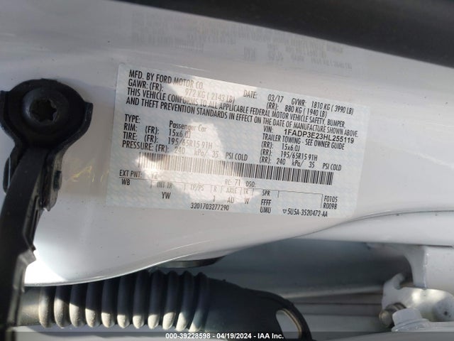 Ford FOCUS S 2017 1FADP3E23HL255119 Image 9