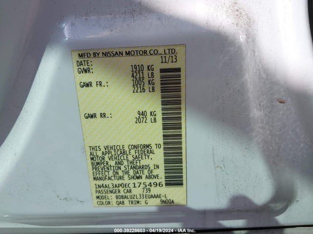 Nissan Altima 2.5 Sv 2014 1N4AL3AP0EC175496 Image 9
