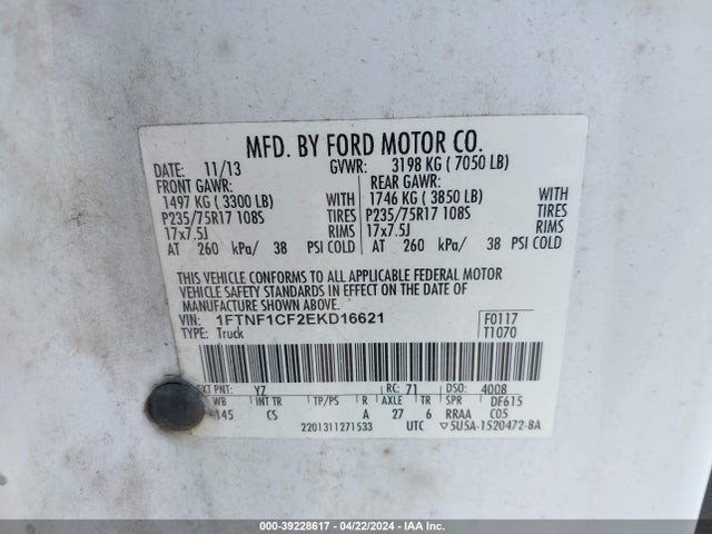 Ford F-150 Xl 2014 1FTNF1CF2EKD16621 Image 9