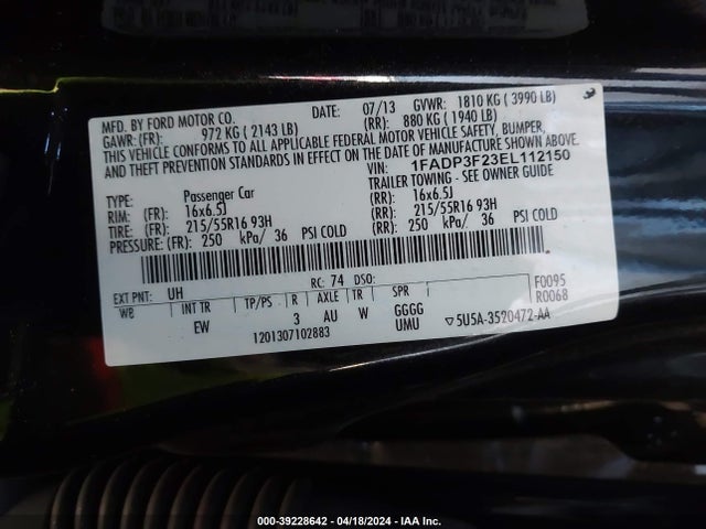 Ford FOCUS SE 2014 1FADP3F23EL112150 Image 9