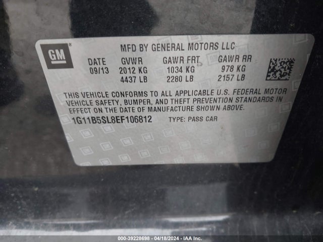 Chevrolet Malibu 1ls 2014 1G11B5SL8EF106812 Image 9