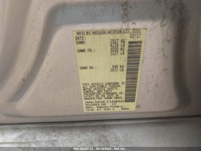 1N4AL3AP1HC210860 Nissan Altima 2.5 Sl