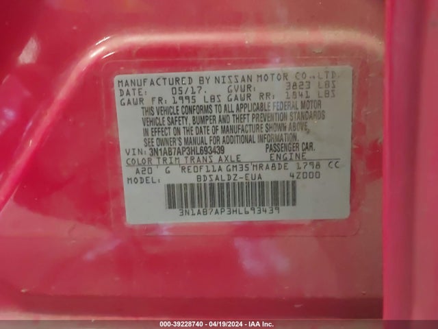 Nissan SENTRA SV 2017 3N1AB7AP3HL693439 Image 9