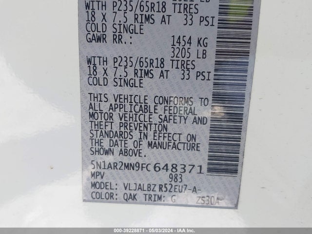 Nissan Pathfinder S 2015 5N1AR2MN9FC648371 Image 9