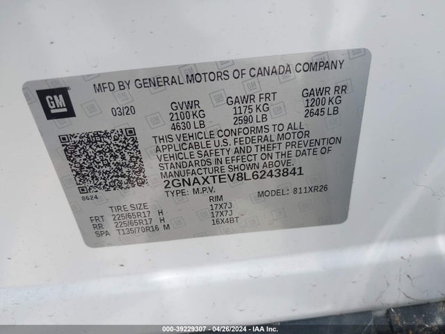 Chevrolet Equinox Awd 2fl 2020 2GNAXTEV8L6243841 Image 9