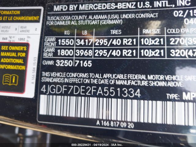 4JGDF7DE2FA551334 Mercedes-Benz Gl 550 4matic