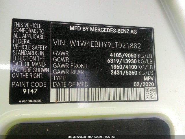 W1W4EBHY9LT021882 Mercedes-Benz Sprinter 2500 Standard Roof V6