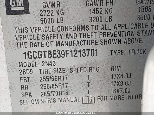 Chevrolet Colorado Lt 2015 1GCGTBE39F1213701 Image 9