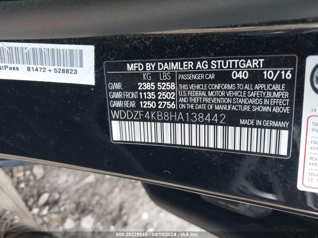 WDDZF4KB8HA138442 Mercedes-Benz E 300 4matic