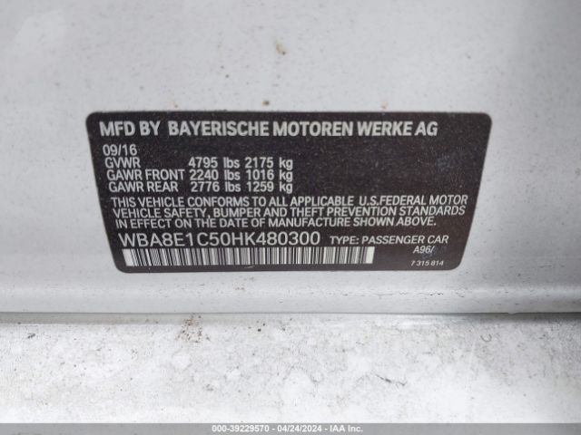 WBA8E1C50HK480300 BMW 330e Iperformance