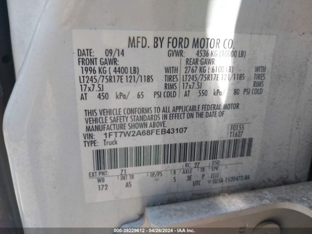 1FT7W2A68FEB43107 Ford F-250 Xl