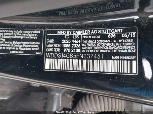 WDDSJ4GB5FN237461 Mercedes-Benz CLA 250 4MATIC