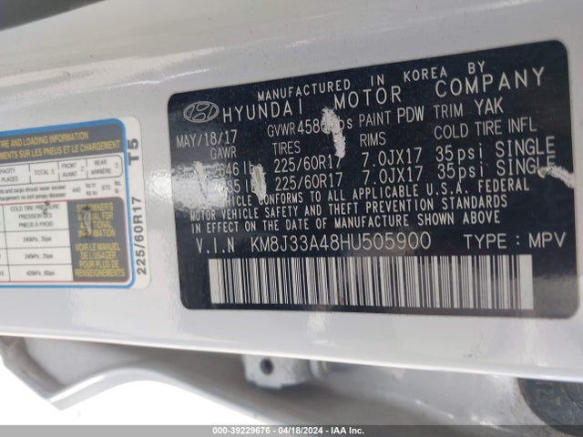Hyundai TUCSON SE 2017 KM8J33A48HU505900 Image 9
