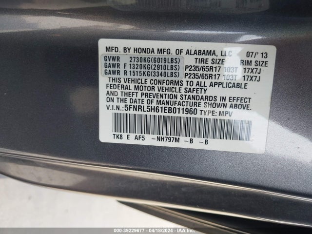 Honda Odyssey Ex-l 2014 5FNRL5H61EB011960 Image 9