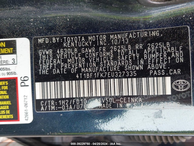 Toyota CAMRY LE 2014 4T1BF1FK7EU327335 Image 9