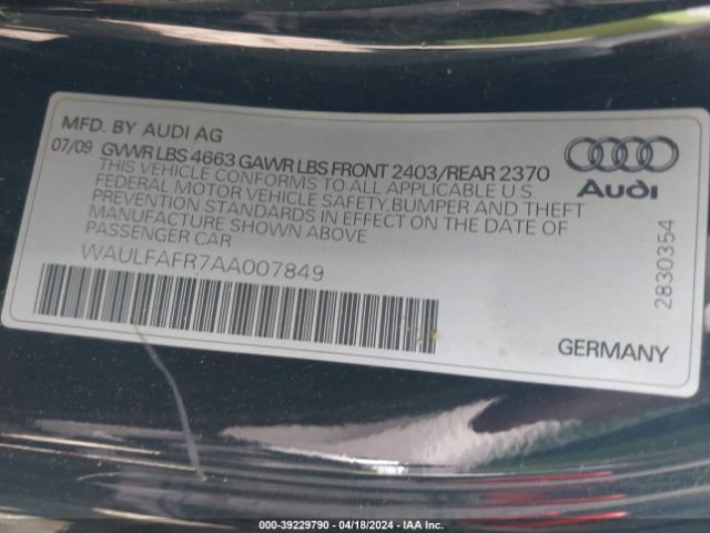 2010 AUDI A5 WAULFAFR7AA007849 Photo 8