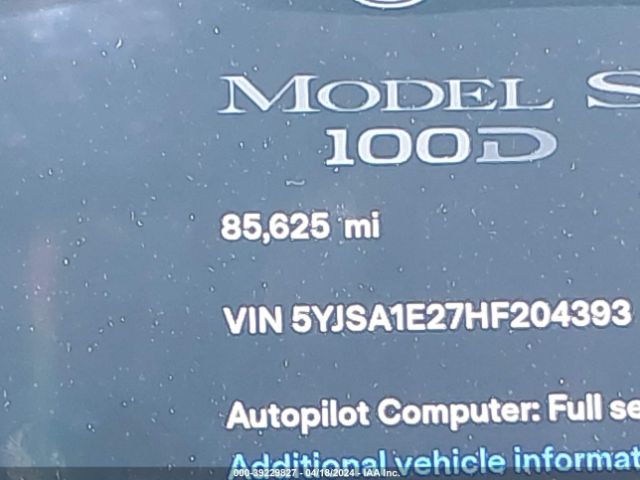 5YJSA1E27HF204393 Tesla Model S 100d/60d/75d/90d/p100d