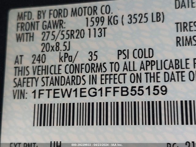 1FTEW1EG1FFB55159 Ford F-150 Platinum