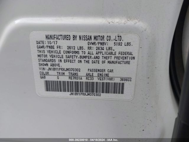 JN1BY1PRXJM370302 Infiniti Q70l 3.7x Luxe