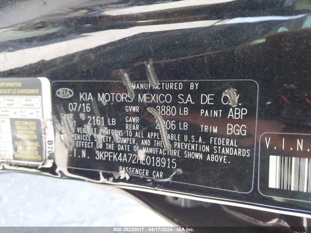 KIA FORTE LX 2017 3KPFK4A72HE018915 Image 9