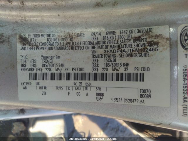 3FADP4AJ1FM132465 Ford FIESTA S