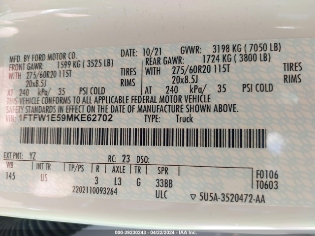 Ford F-150 Xlt 2021 1FTFW1E59MKE62702 Image 9