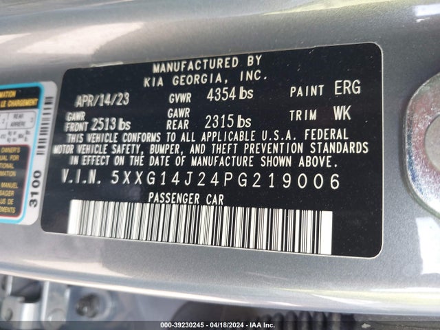 KIA K5 LXS 2023 5XXG14J24PG219006 Image 9