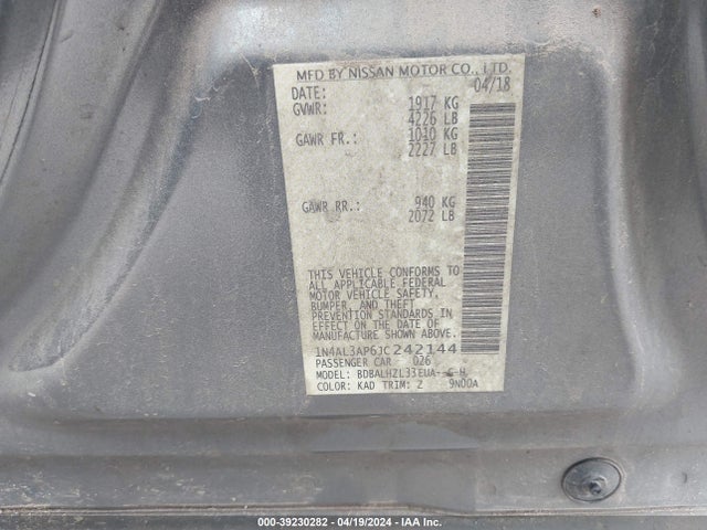 Nissan Altima 2.5 Sr 2018 1N4AL3AP6JC242144 Image 9